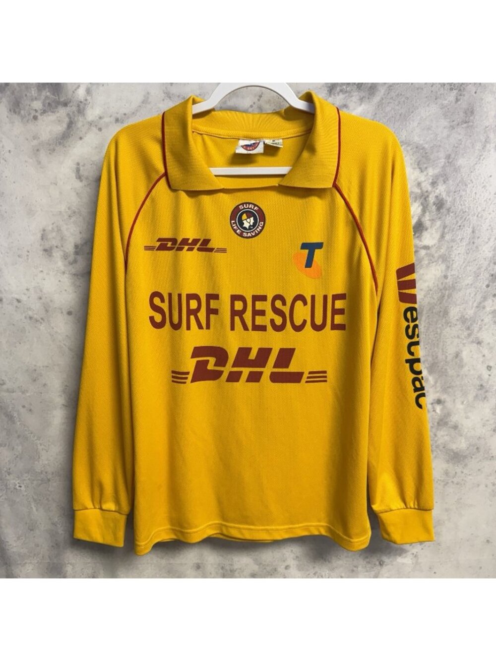 Surf Rescue DHL Lifeguard Jersey Mens M Yellow Long Sleeve Australia Beach
